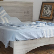 biancheria letto lenzuola di lino righe colore ceruleo metti in riga 3